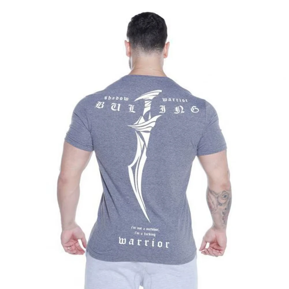 New Summer Gym T-shirt Large-type Brand Sports T-shirt Men Shirt Bodybuilding Fitness Printing Short Sleeve Running