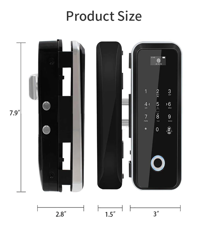 Tuya App Smart WIFI Lock Office Intelligent Fingerprint Digital Glass Door Lock