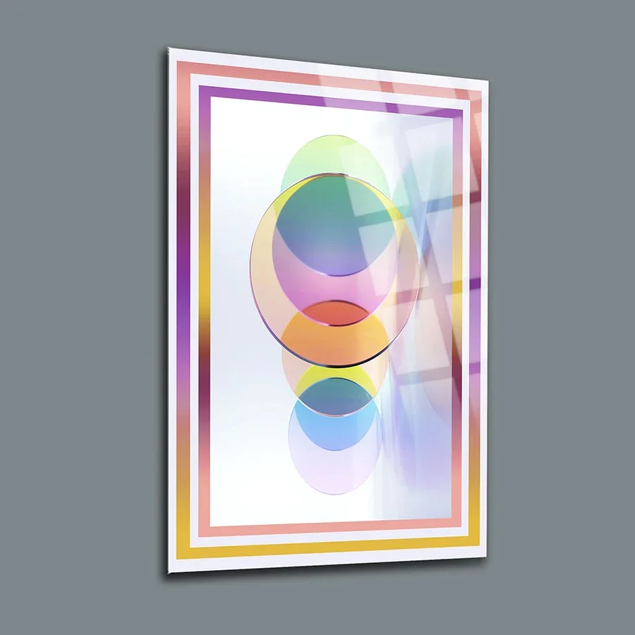 

Colorful Bubble Decor, Glass Wall Art, Frameless Free Floating Tempered Glass Panel, Home Office Living Room Decoration,