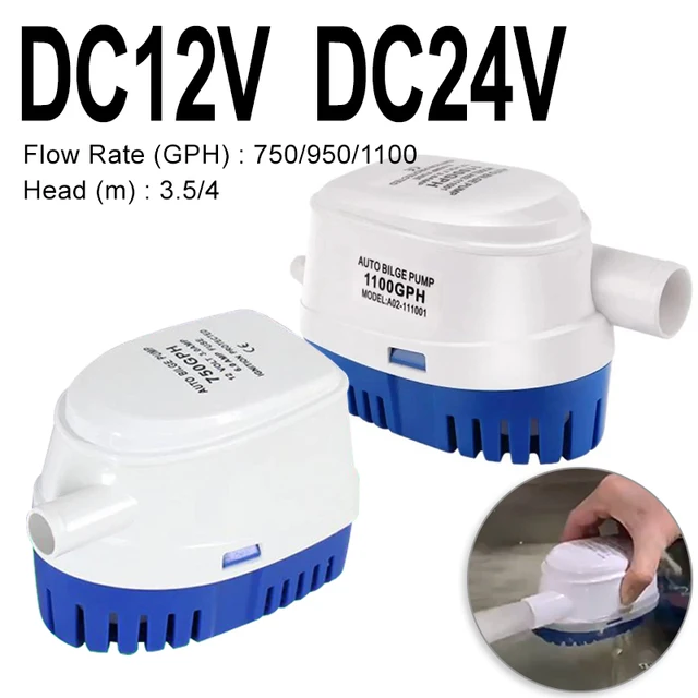 12v24v ปั๊มน้ําท้องเรืออัตโนมัติขนาดเล็กปั๊มระบายน้ําสูบน้ําเรือยอชท์แบตเตอรี่ Marine ปั๊ม DC Submersible Pump 1