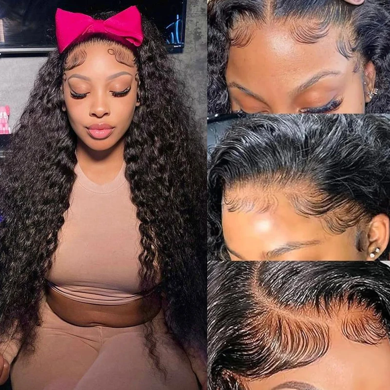 Human Hair Wig Deep Wave 13x4 13x6 Lace Front Pre Plucked Brazilian Water Wave Wet Wavy 180%