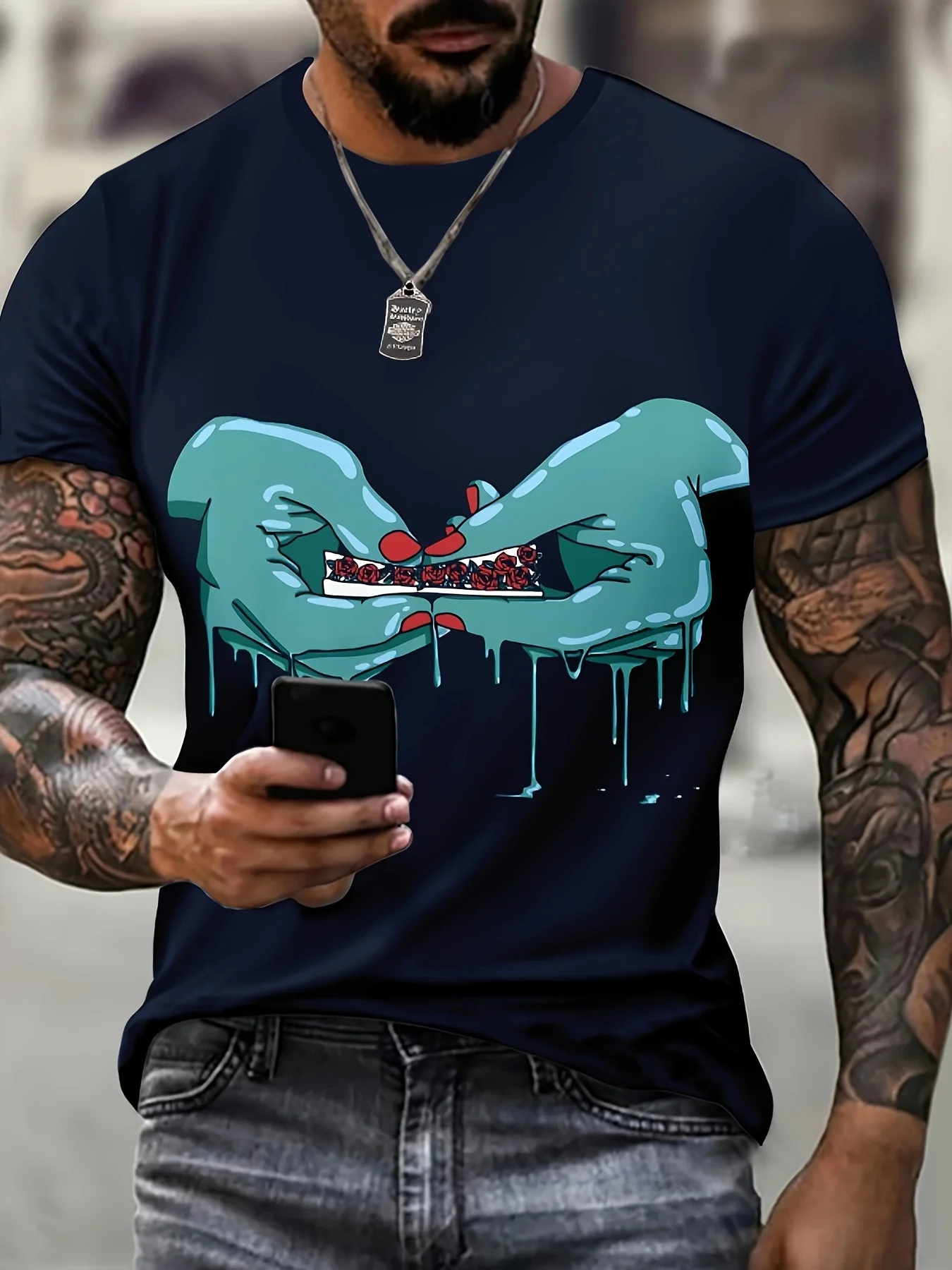 

2024 Summer New Men's Palm Pattern Comfortable T-shirt