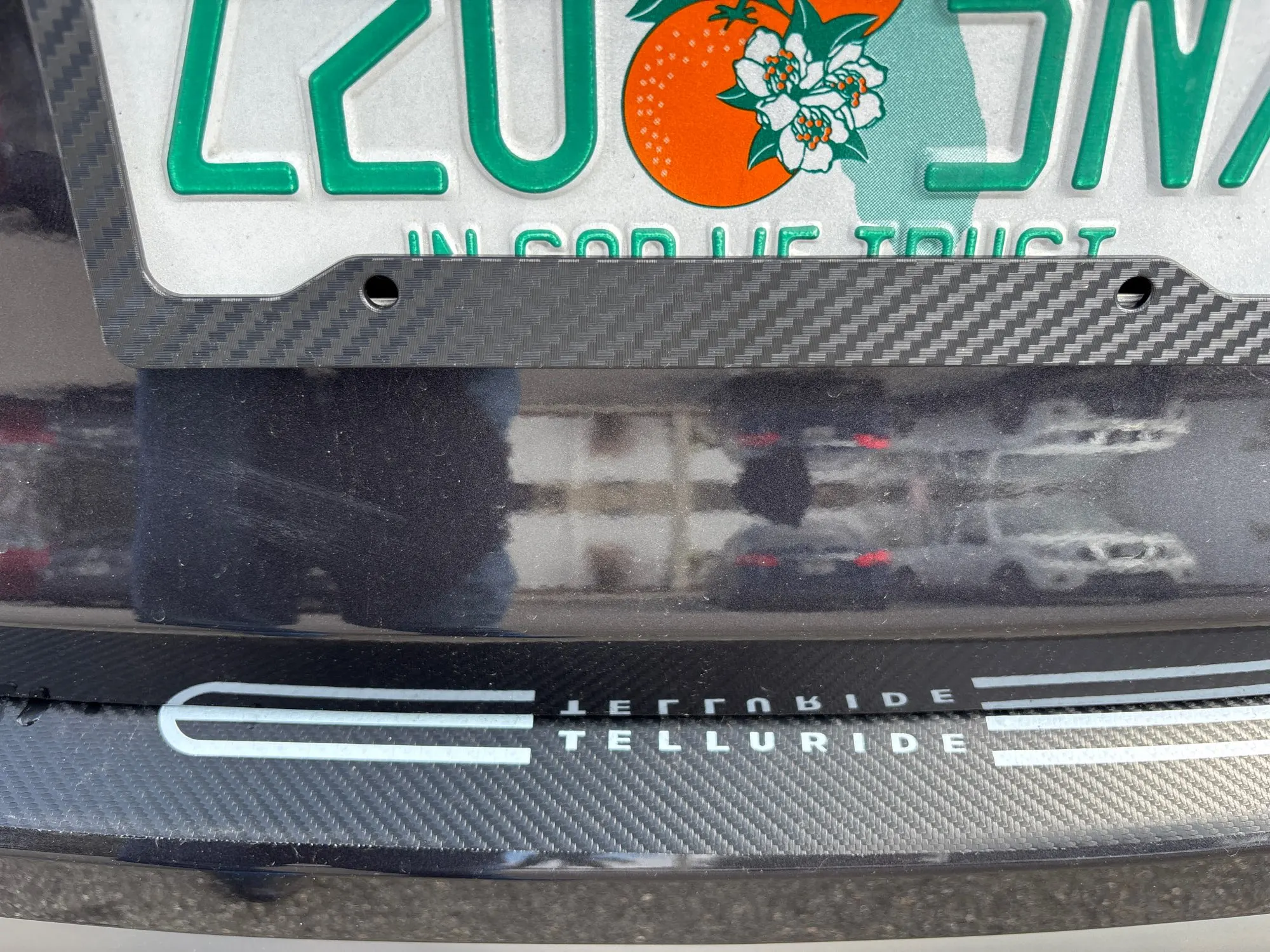 Carbon Fiber License Plate Frame + 4 Valve Stem Caps