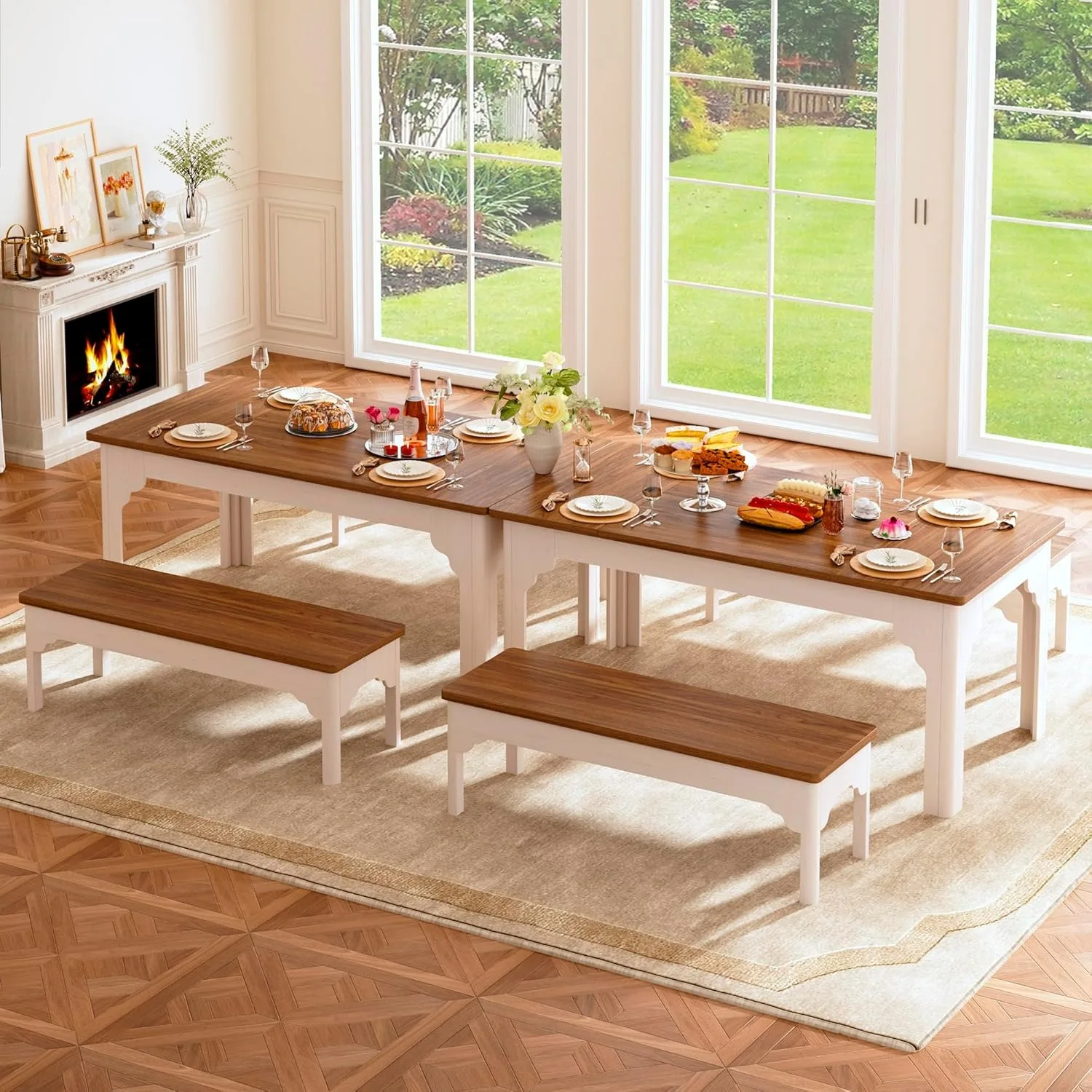 Farmhouse Dining Table Set 4