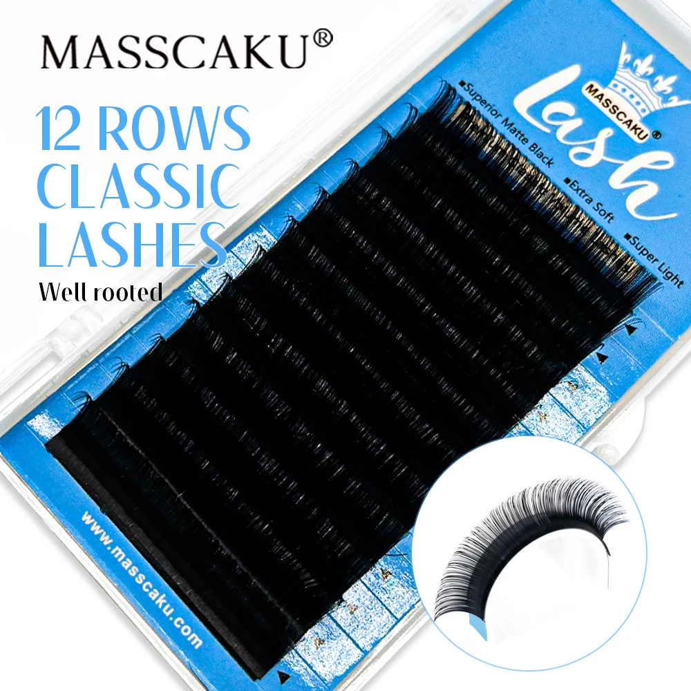 MASSCAKU All Sizes C CC D DD Curl Individual Eyelashes Natural Soft False Eyelash Faux Mink Classic Lashes Extension Supplies private label individual eyelashes 8 16mm c cc d u natural long false lashes mink classic eyelash lash extension cilia