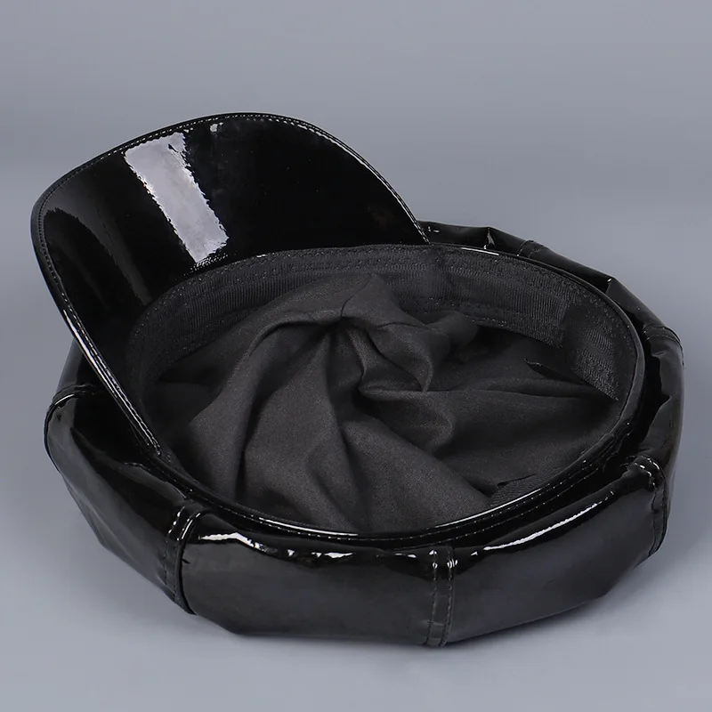 Women Solid Winter Cap Faux Leather Newsboy Hat Flat Hat Cabbie Beret Lady Fashion Octagonal