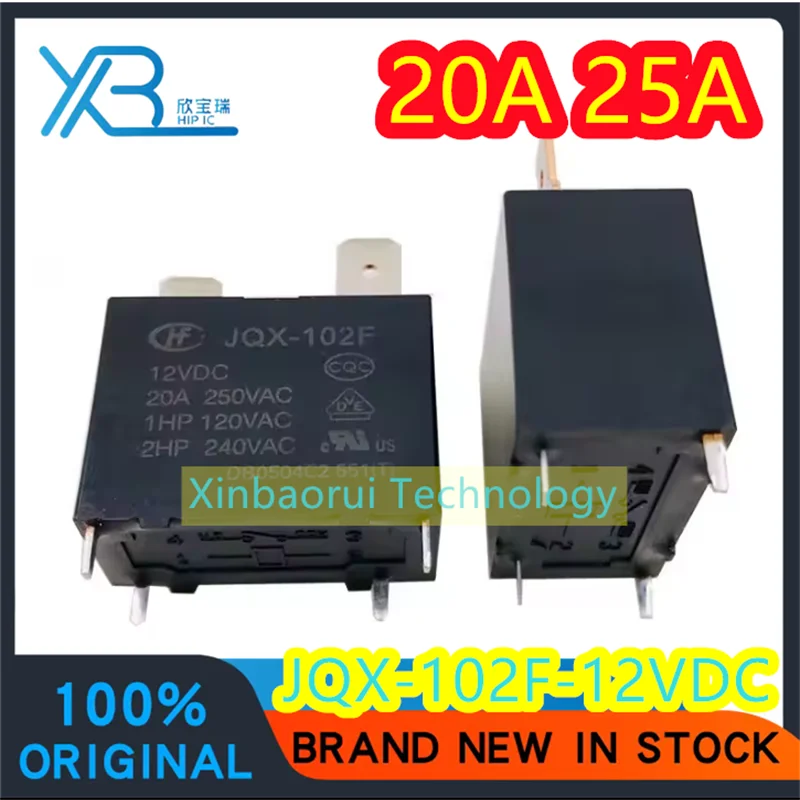 5pcs/batch JQX-102F-12VDC JQX-102F 12V relay 4-pin 20A 25A water heater air conditioner 100% new original electronics