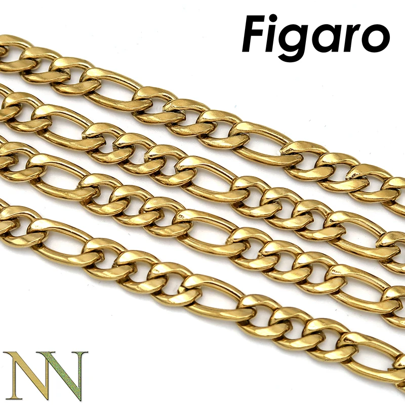 Steeltime Men's 18K Gold Over Stainless Steel Hypoallergenic 24 inch Figaro Chain Necklace Steeltime Men's 18K Gold Over Stainless Steel Hypoallergenic 24 inch Figaro Chain Necklace
