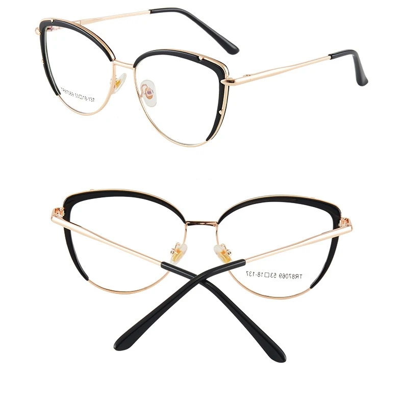 YIMARUILI Retro Cat Eye Blau Licht Blockieren Optische Brillen Rahmen Frauen Mode Hochwertige Legierung Brillen 87069 – Detail 12
