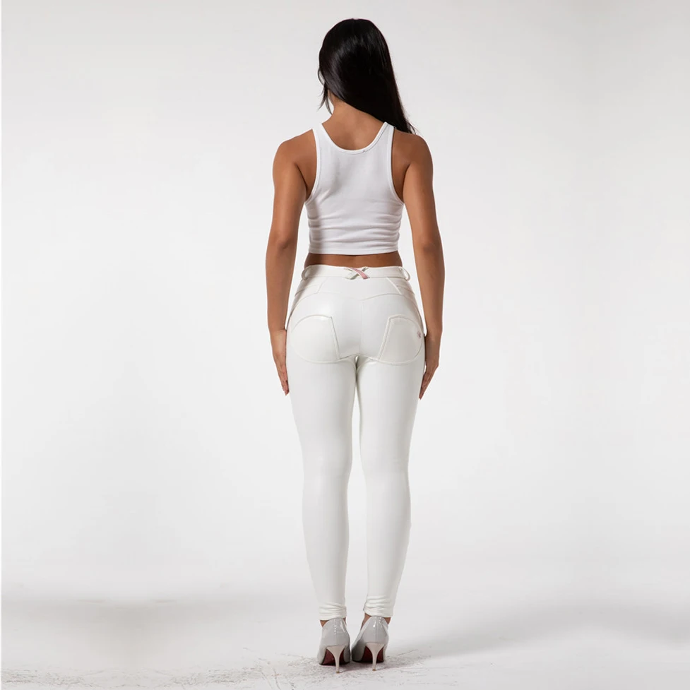 Shascullfites Scrunch Butt Lift Pants White Leather Trousers Womens  Female Leather Pants Skinny Compression Jogger Pants Female melody glossy leather pants navy blue faux leather leggings straight leg wet look fit womens pants scrunch butt leggings