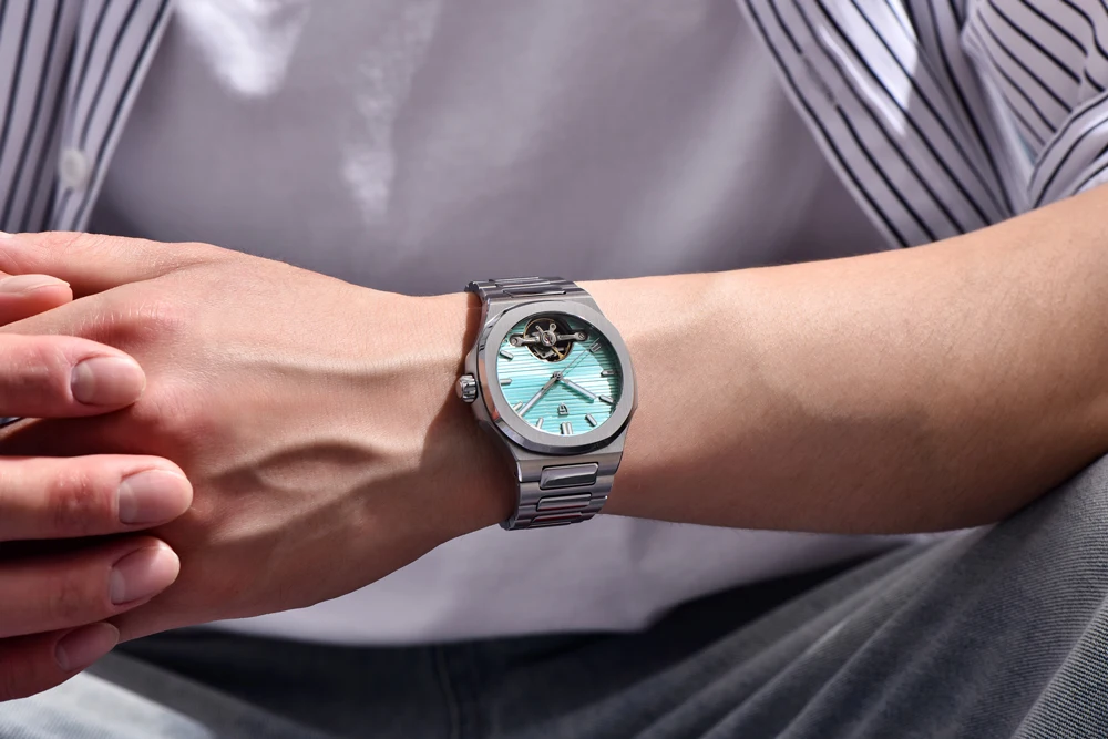 Neue automatische mechanische Luxusuhr von PAGANI Tourbillon DESIGN für Herren mit hellem AR-Saphirglas – lokaler Versand – Detail 20