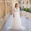 EVON BRIDAL Lace Wedding Dress Plus Size Backless V-Neck Applique Vestido De Novia Tulle 3/4 Sleeves Bride Gown Custom Made 3