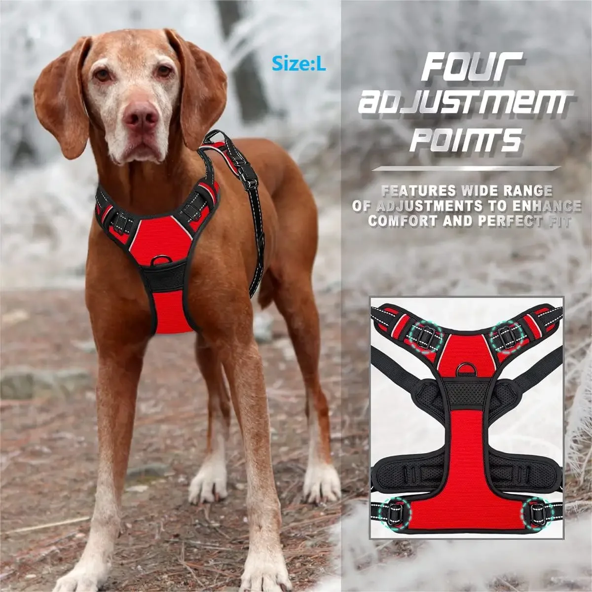 Reflective Front Buckle Dog Harness with Easy-Control Handle