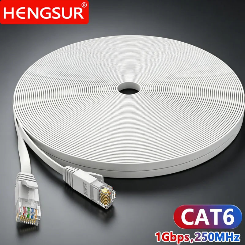 High-Speed Flat Cat6 Ethernet Cable with RJ45 Connectors – Available in Various Lengths