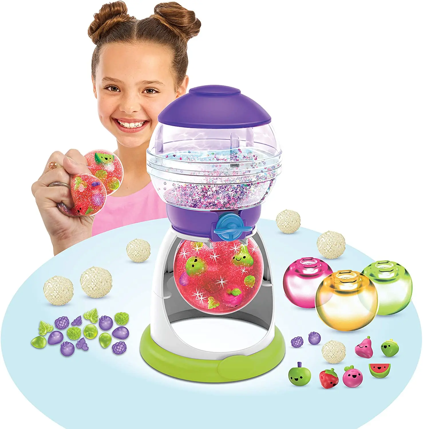 Close-up of child inflating a balloon with Oonies kit