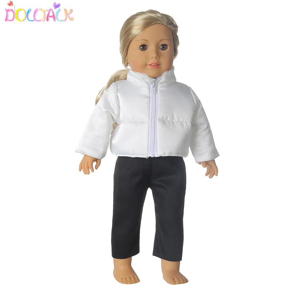 Winter Warm Doll Clothes Outfit For American 18 Inch Girl& 43Cm Baby New Born Doll Shoes Grid Coat Suit For Generation Toy Girl