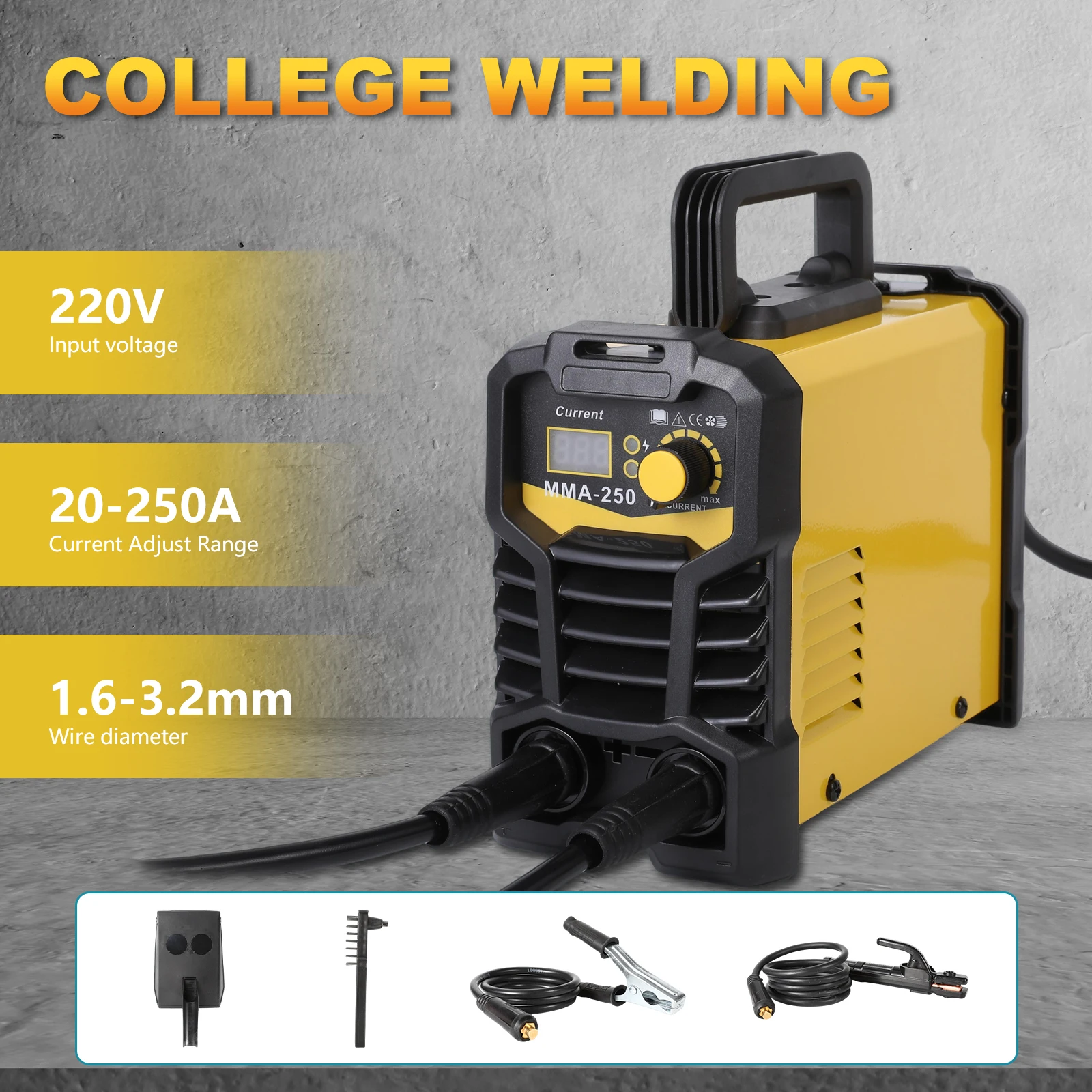 Tragbares 20-250A MMA-Lichtbogenschweißgerät Inverter-Schweißmaschine 220V Mini-Elektroschweißgerät 50/60Hz Autoreparaturwerkzeuge – Detail 1