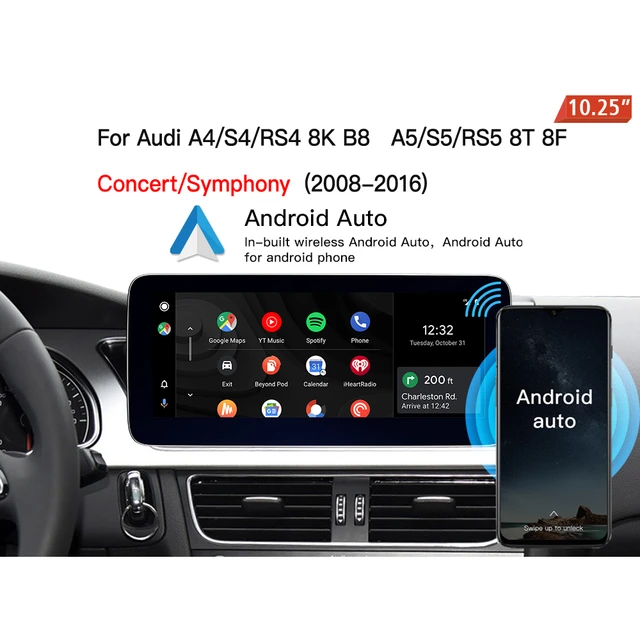 Andriod Car Radio Stereo for Audi A4 A5 B8 2009-2017 GPS Navigator MMI  Control Retained12.3 inch Screen Upgrade Built in Carplay/Android Auto SWC  BT