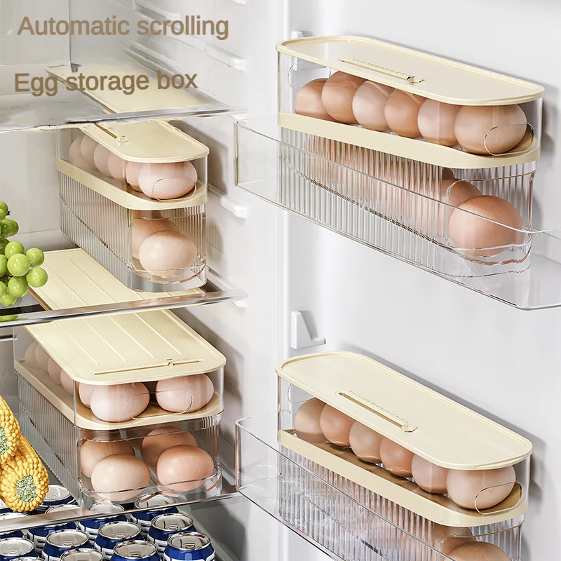 Refrigerator Egg Storage Box Automatic Scrolling Egg Rack Kitchen Egg Organizer Dedicated Egg Carton Rolli Egg Dispenser 2