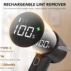Fabric Shaver, Lint Remover Rechargeable, Electric Portable Sweater Defuzzer with 3 Speeds, 6 Leaf Blades, Digital LED Display 3