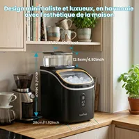 LOEFME Machine à Glaçons 15kg/24h 16 Glaçons en 6-20 Min Écran Numérique Minuterie Réservoir d’Eau 1,5L avec Épaisseur de Glaçons Réglable 2