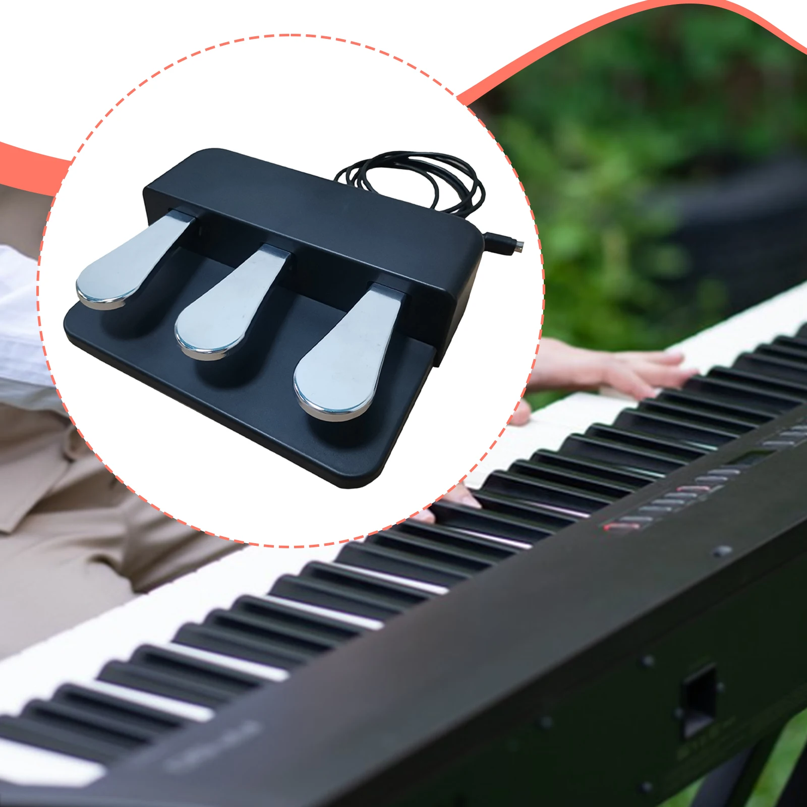 Piano Sustain Pedal Electric Pianos Pedal 3 Pedal Digital Keyboard Piano Midi Controllers Foot Replacement for Electric Pianos Keyboards Midi Controller