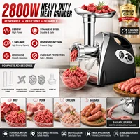 Hachoir à viande électrique professionnel 2800W en acier inoxydable, puissant, pour viande, saucisses, préparation culinaire, pour bœuf, porc, poulet, usage domestique et commercial 1