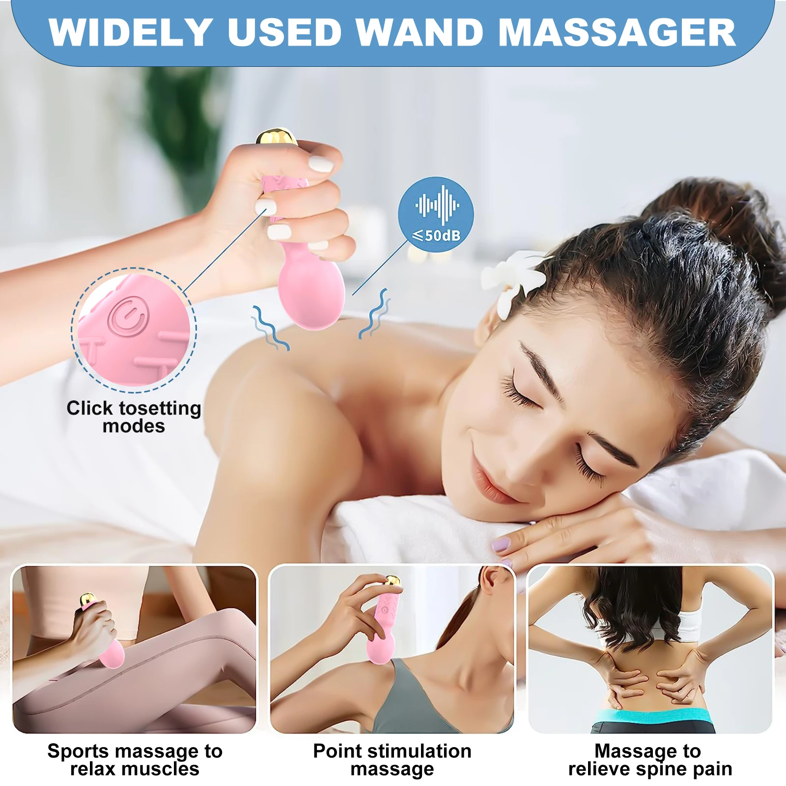Personal Massager For Women, Mini Rechargeable Wand Massagers Cordless Powerful Wand With 10 Vibration For Soreness Relief
