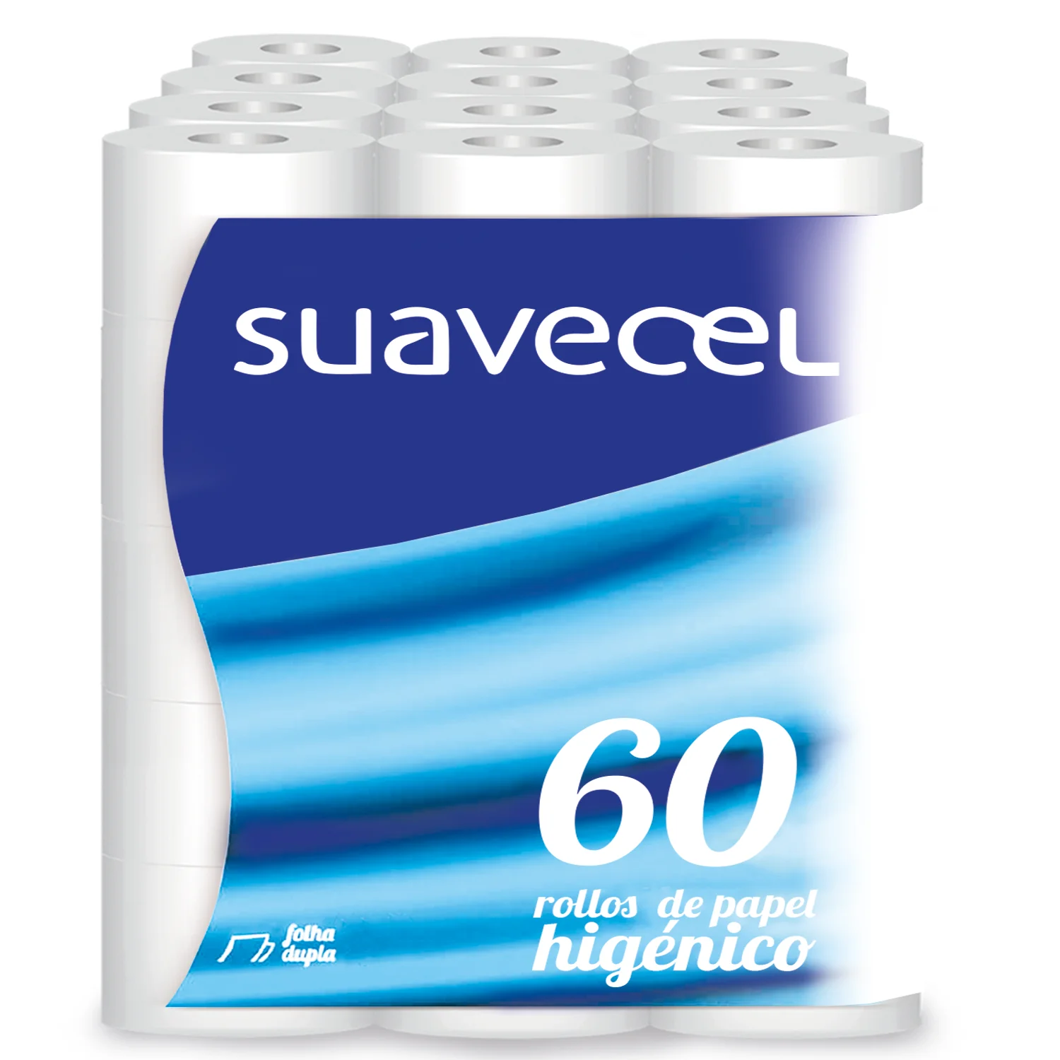 Papier toilette double couche, 60 rouleaux, doux et durable