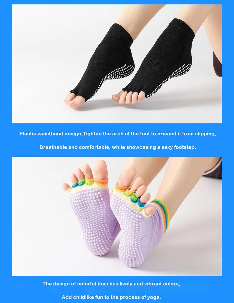 Yoga Socks Women Yoga Socks Non-Slip Grips Cotton Pilates Socks Ladies Ballet Dance Sports For Yoga Fitness Workout