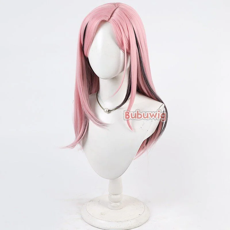 Bubuwig 합성 머리 모리 칼리오페 코스프레 가발 애니메이션 가상 유튜버 모리 칼리오페 70cm 핑크 혼합 블랙 가발 내열성