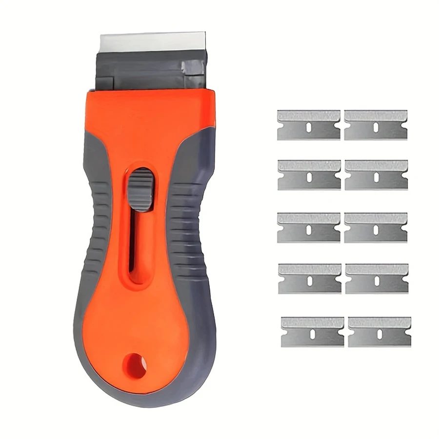 Portable Cleaning Tool Ceramic Glass Razor Blade 10 Blades Telescopic Adjustment Knife Cleaning Scraper Tool Removing Labels Stickers