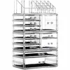 Set of 4 clear stackable organizers. 11 drawers total for cosmetics or skincare. Vanity-friendly design. 1