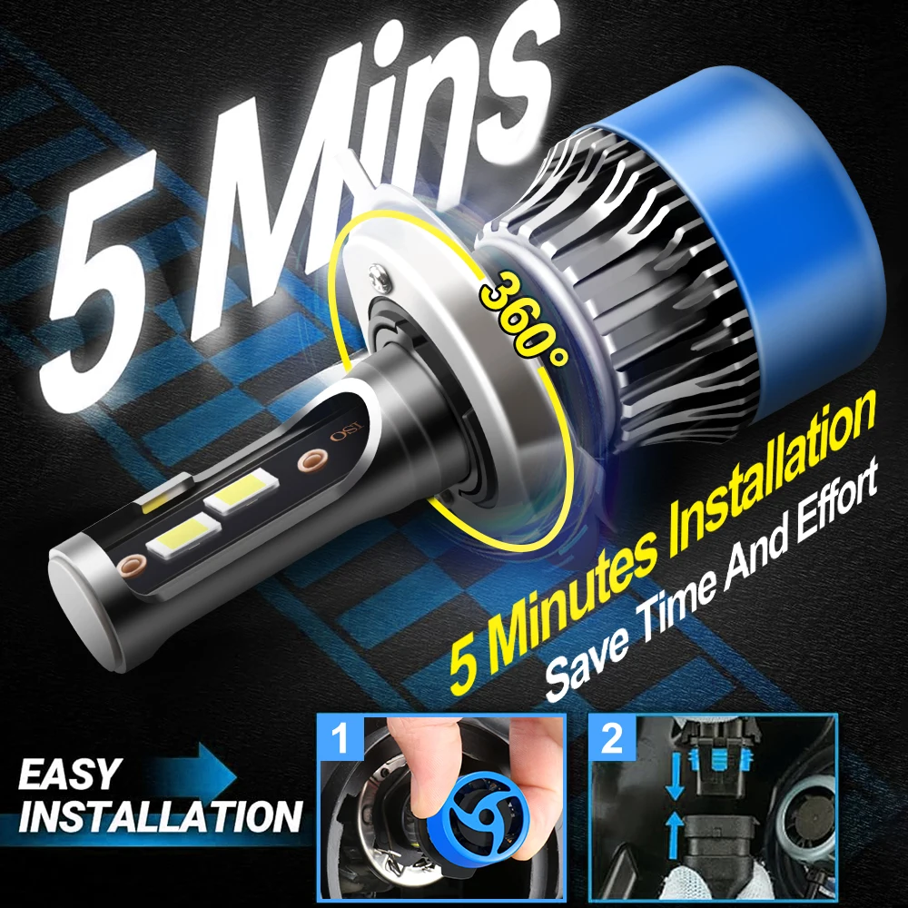 2개입 H4 LED 전구 터보 헤드라이트 30000LM 강력한 최고의 자동차 램프 팬 포함 다치아 로건 LS 2004 2005 2006 2007 2008 2009용