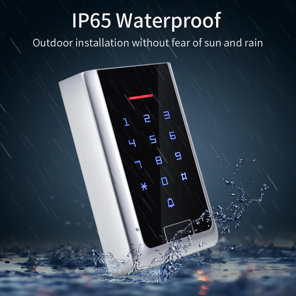 AC 100V~240V IP67 Waterproof Wireless Door Controller Silicone Keypad RFID Wiring Free Access Control Kit System Remote Control