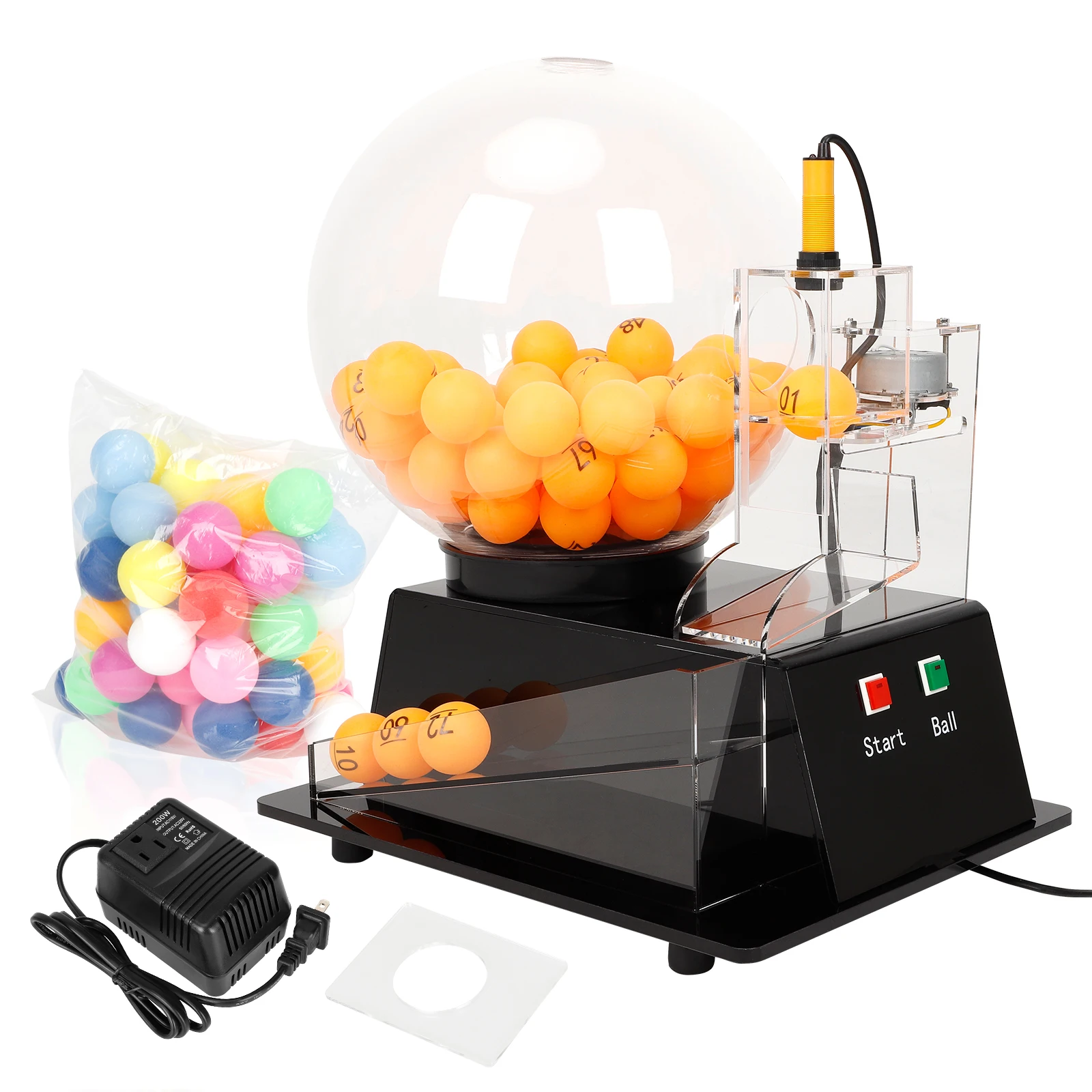 

Electric Lottery Ball Machine, Automatic Bingo Balls Cage Machine Cage Fantasy Football Drafts Game Acrylic Lucky Drawing Machin