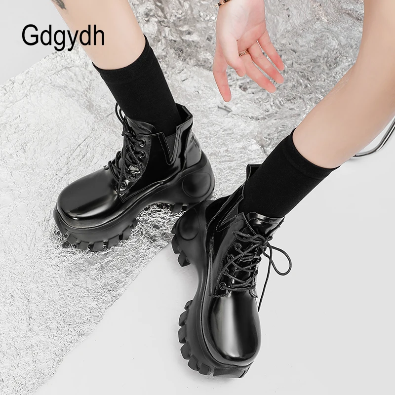 Gdgydh Heels 8cm Platform Wedge Sneakers Autumn Winter Ankle Boots Chunky  Goth Ladies Non Slip Women Lace Up Comfortable Shoes| | - AliExpress