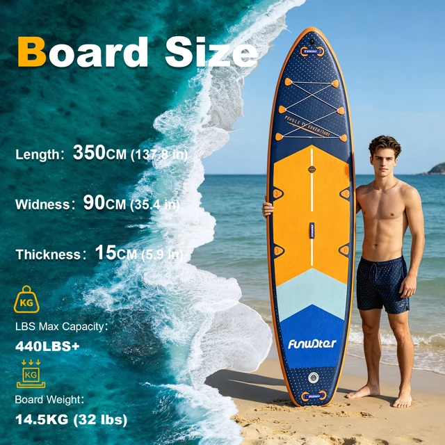 FunWater 11'6″ Inflatable Stand Up Paddleboard 350x90x15CM Sup