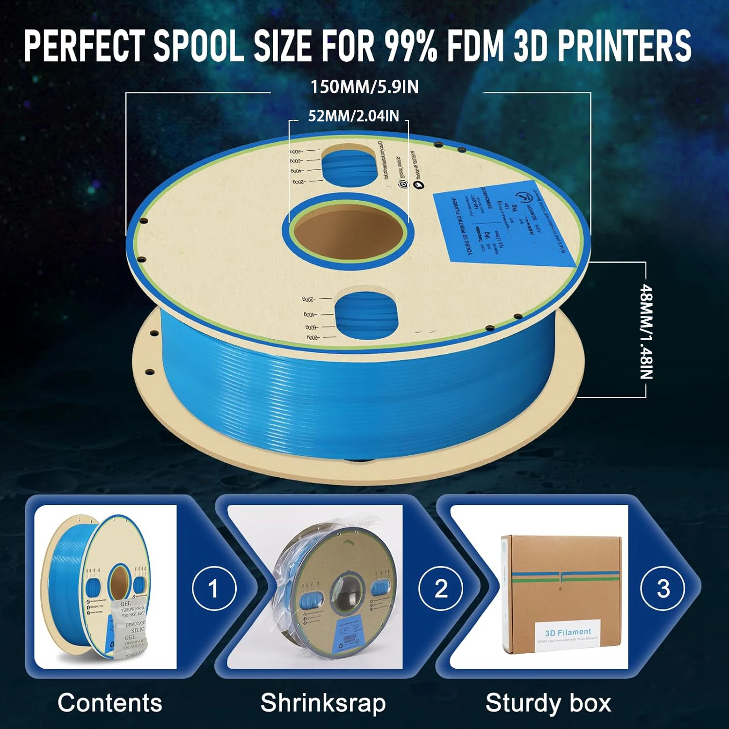 야광 PLA 1.75mm 3D 프린터 필라멘트 250g 3D 프린팅용 치수 정확도 +/- 0.03