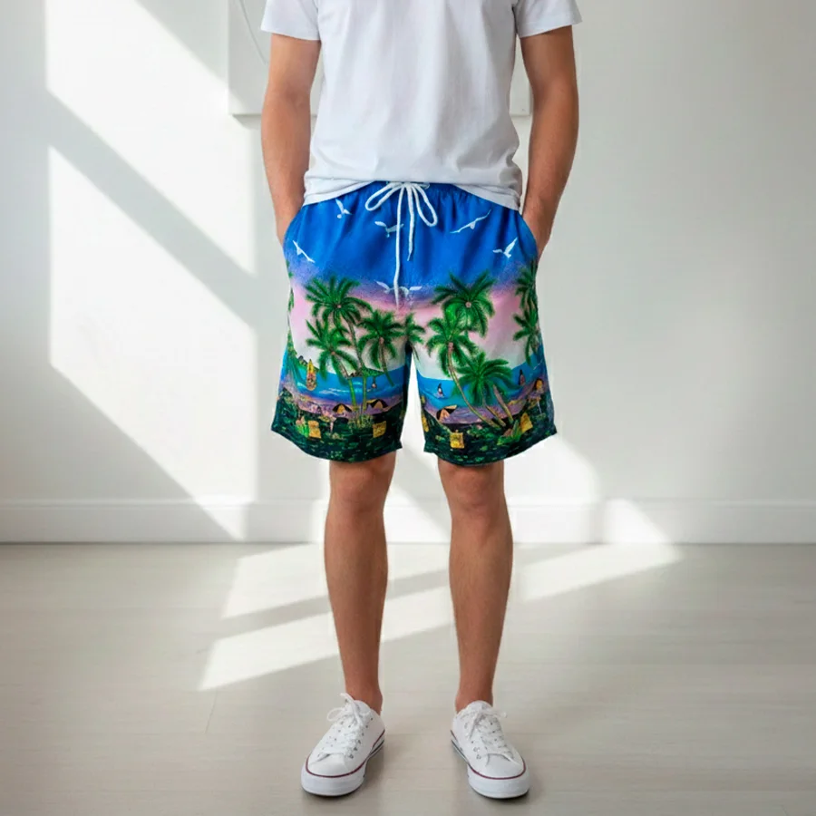 Short Playero para Caballero – Diseño Tropical de Secado Rápido (Modelo y Color al Azar)