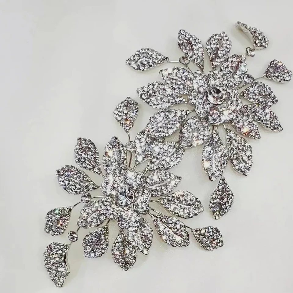 Fermagli Capelli Con Cristallo Zaffiro - Accessorio Elegante Per Matrimoni E Serate | 6.7x1.2cm - Foto 11