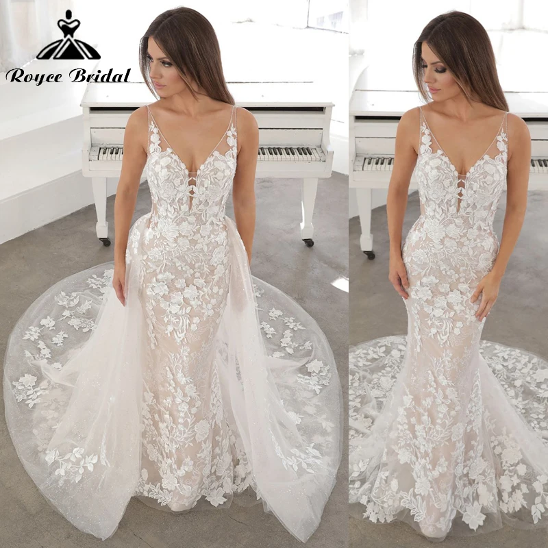 ExquisiteVneckSpaghettiStrapsBacklessButtonLaceAppliquesALine