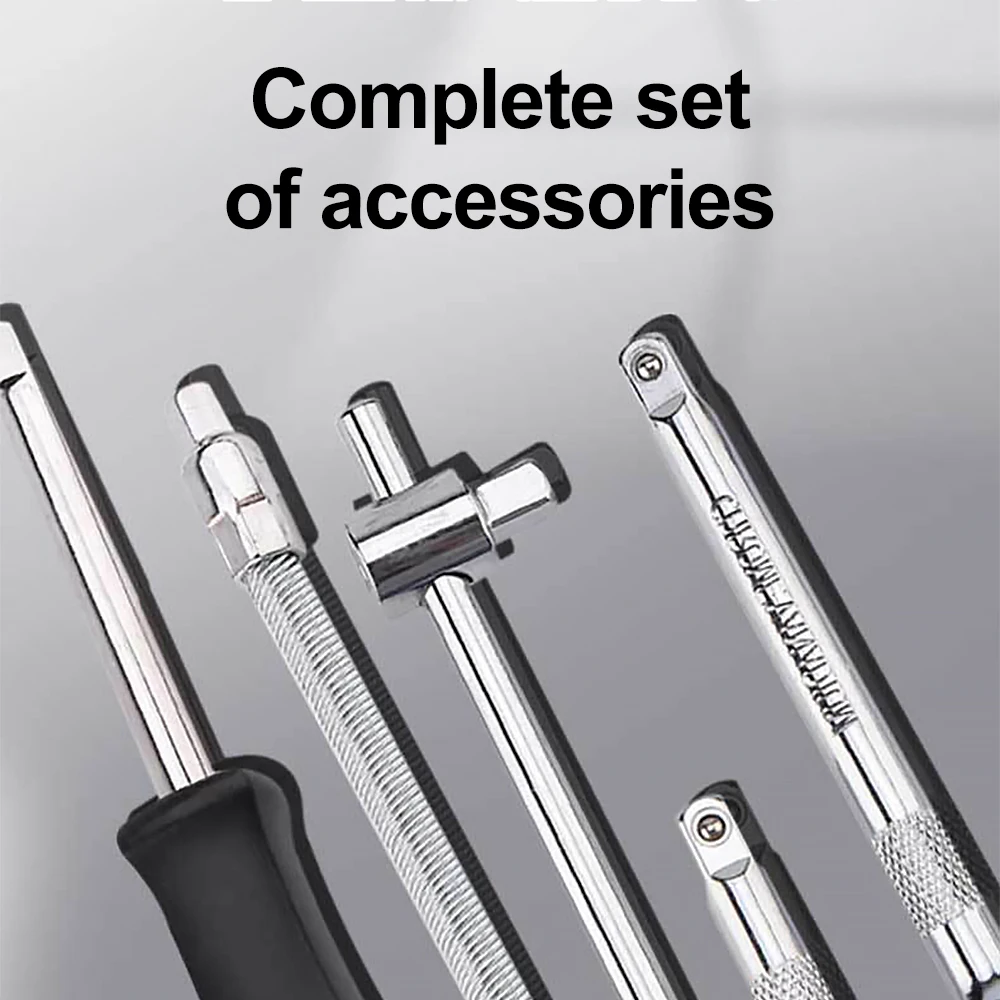 46pcs Socket Ratchet Set 1/4 Socket Ratchet Pawl Spanner Screwdriver Professional Metalworking Wrench Tool Kit For Car Repair