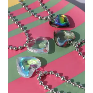 Rare Heart Shape Clear Brazil Tourmaline Necklace 4*7to8MM Candy Rainbow  Natural Stone Beads Women Luxury Varnish Gemstone - AliExpress