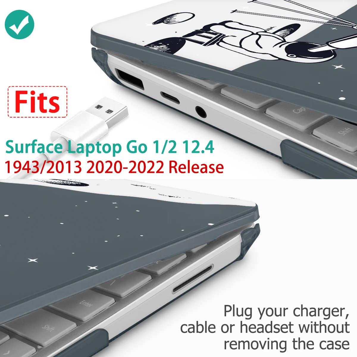 Cópia para o Case da Superfície de Microsoft go go Case do Portátil 12.4 Polegada Modelo 1943 20232023 Liberações Case Duro Plástico do Escudo Case da - Imagem 6