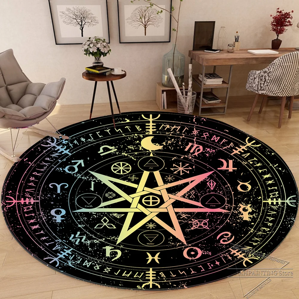 

Boho Style Round Carpet Living Room Large Area Carpets Rugs For Bedroom Coffee Tables Mats Room Decorarion Washable Floor Mats