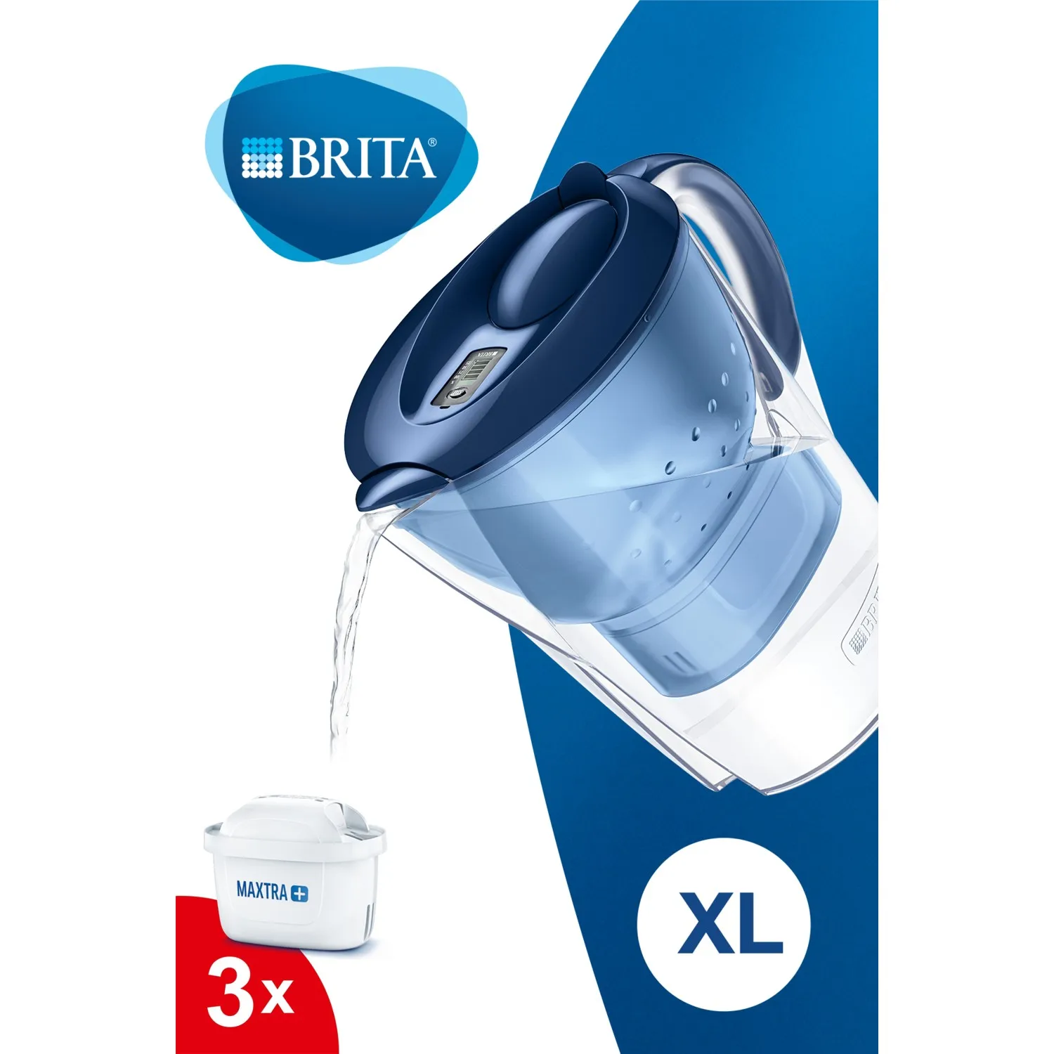 Brita Marella Jarra Filtrante Azul XL 3,5 Lt Con 2 Filtros Maxtra+