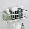 Premium Self - Adhesive Shower Organizer with 4 Hooks. Drill - Free, Rustproof Stainless Steel Shower Rack for Inside Shower 1