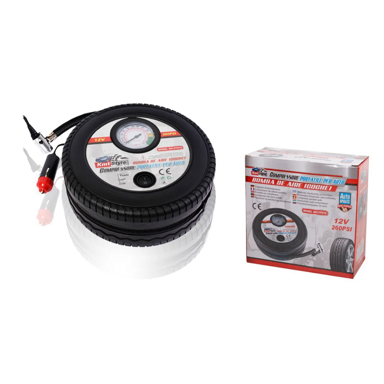 Compresor 12v Portátil Mini Rueda 260PSI neumático Inflador Bomba