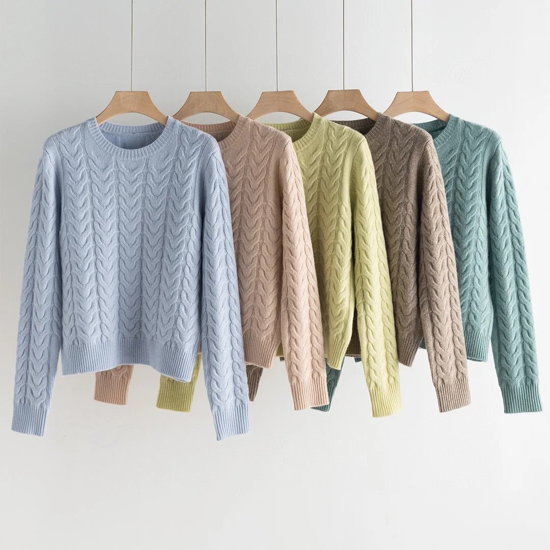 

Autumn Winter Casual Cashmere Textured Knitted Sweater
